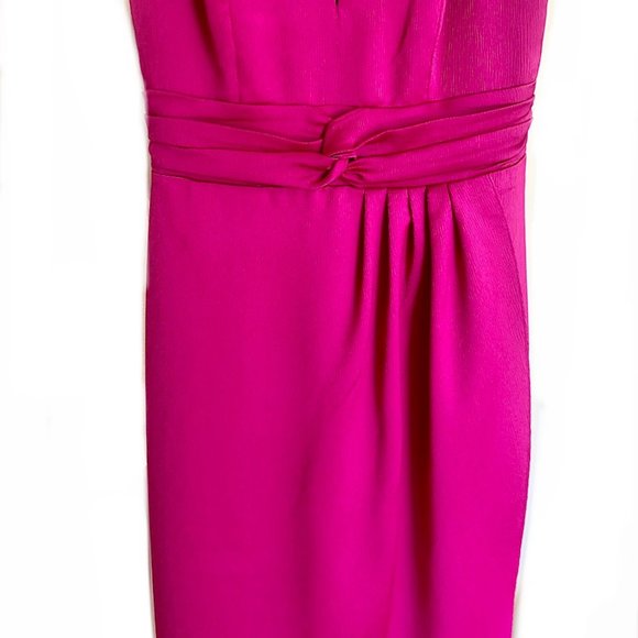 Express Pink Twist Front Knot Wrap Silk Hi-Lo CocktailDress Summer Wedding Guest - Picture 5 of 12